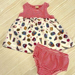 Tucker + Tate Cotton Dress Set in Ivory Egret Summer Camp Stripe